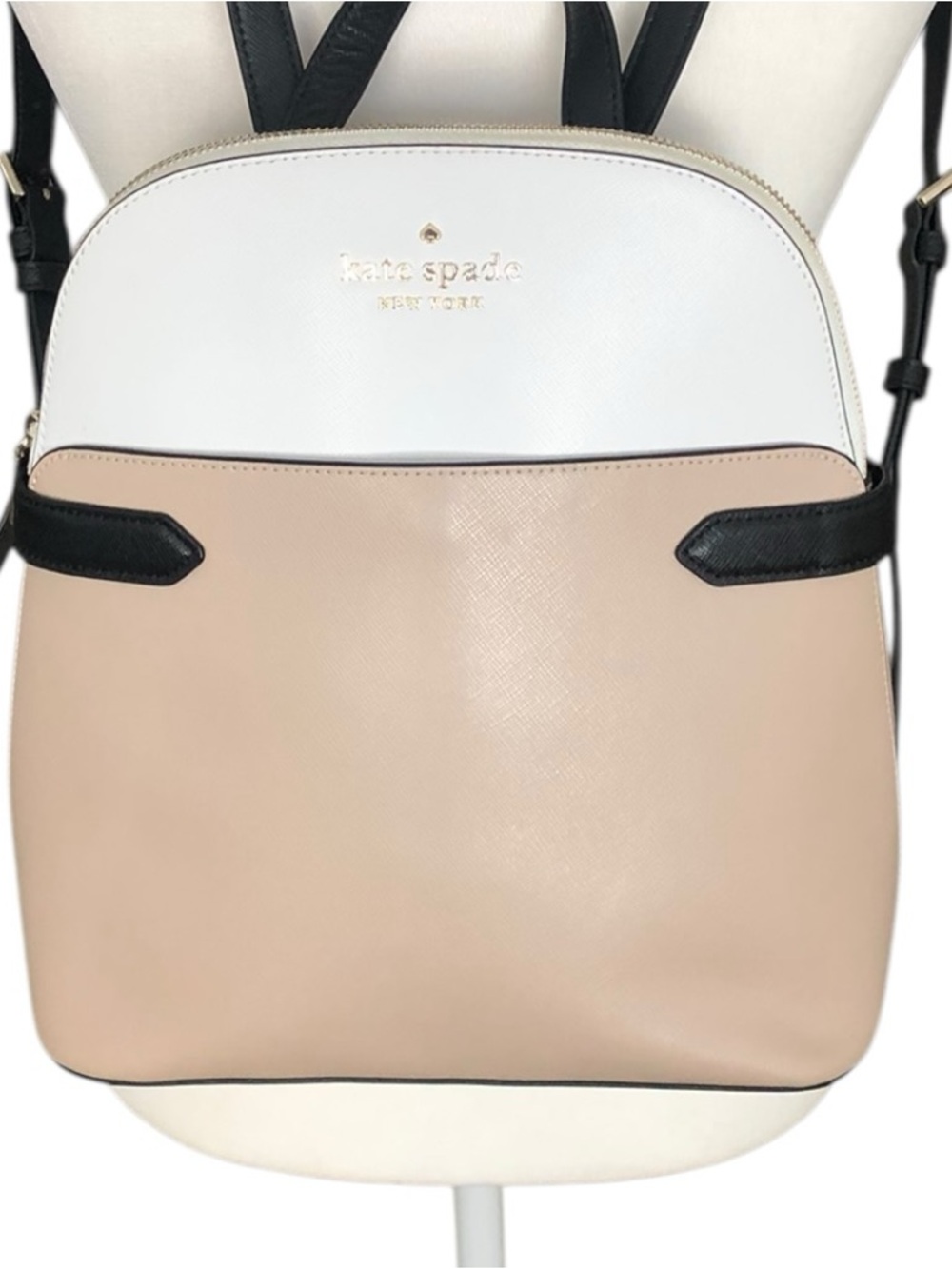 Kate Spade Staci Dome Leather Backpack Warm Beige Multi - Picture 4 of 8